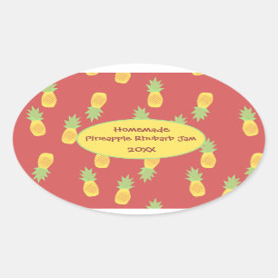 Adesivo Oval Rótulo de Jar de Desenlatamento de Rhubarb de Aba