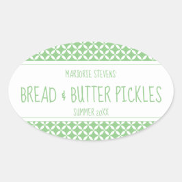 Adesivo Oval Rótulo de latência verde e branca do moderno Sage