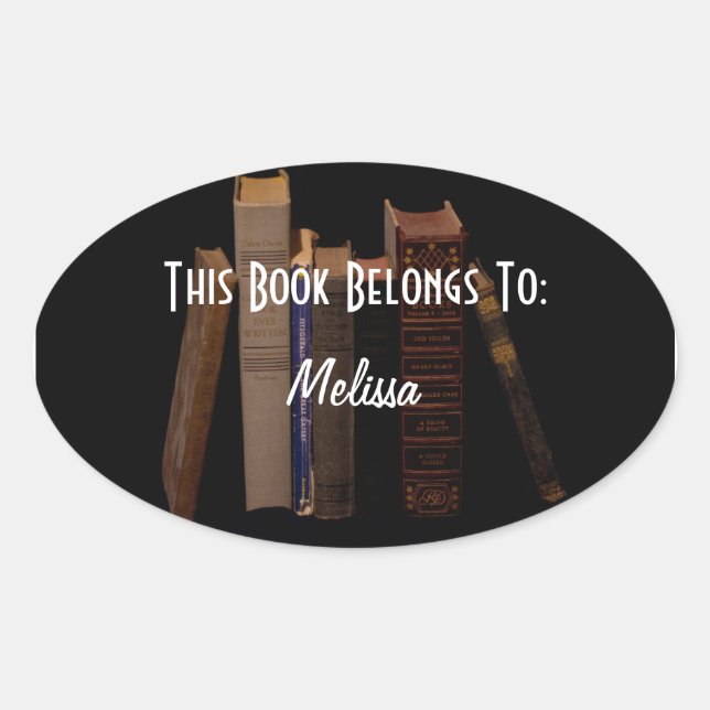 Adesivo Oval Rótulo de livro personalizável (Frente)