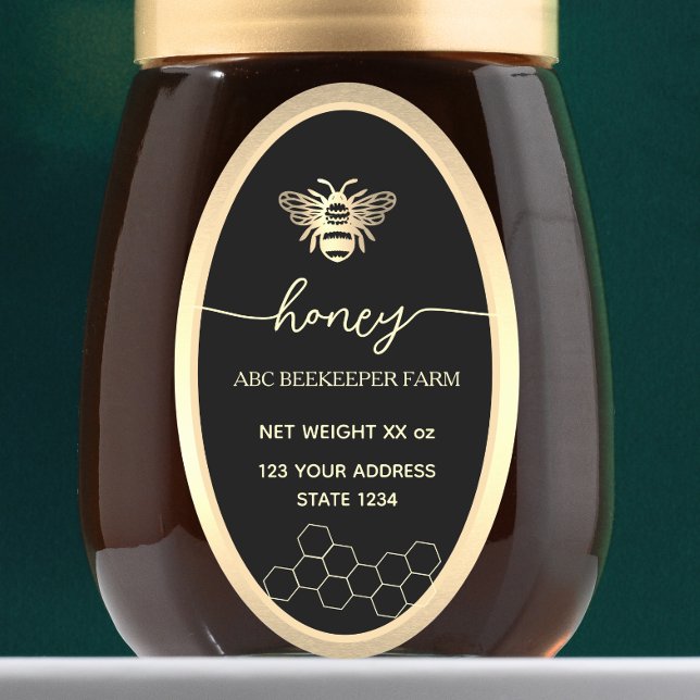 Adesivo Oval Rótulo de mel da Rainha Faux dourado Jar Label (Criador carregado)