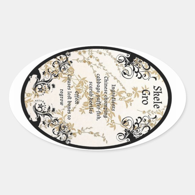 Adesivo Oval Rótulo de poção Skelegro (Frente)