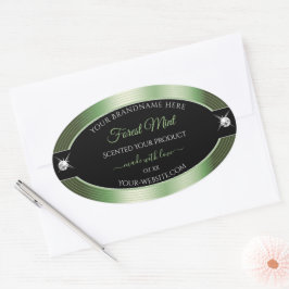 Adesivo Oval Rótulo de produto Brilhantes verdes da Floresta Ne