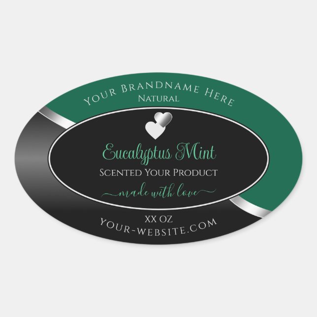 Adesivo Oval Rótulo de Produto Cardíaco de Prata Negra Negra Ca (Frente)