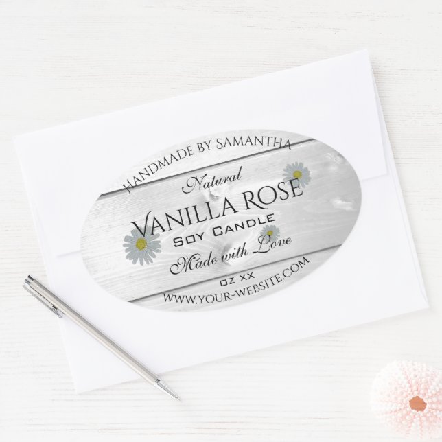 Adesivo Oval Rótulo de Produto Cinzento Branco Moderno Folha de (Envelope)