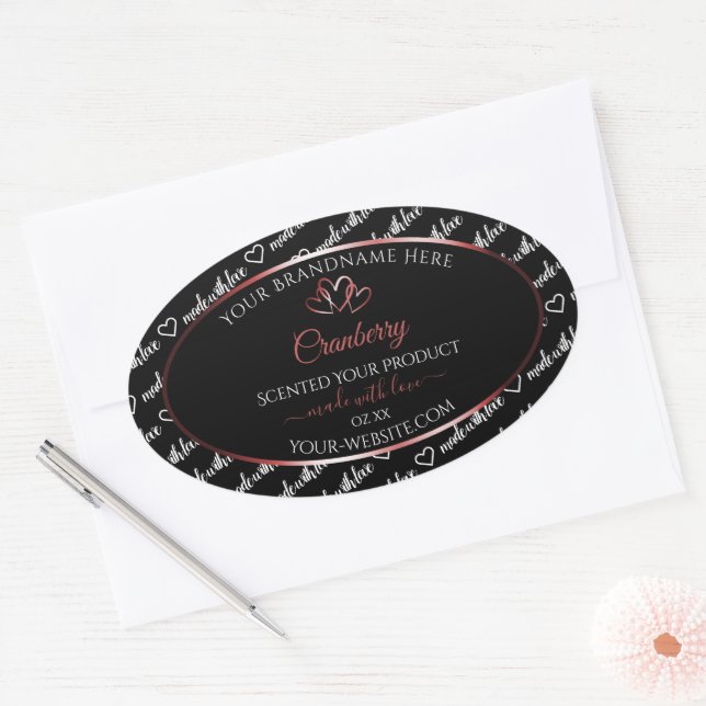 Adesivo Oval Rótulo de Produto Cloud de Palavra Negra e Branca  (Envelope)
