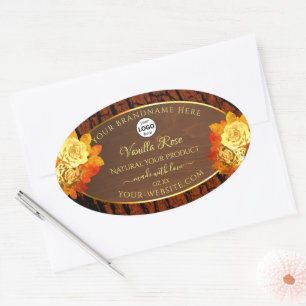 Adesivo Oval Rótulo de produto das flores de rosa