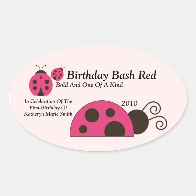 Adesivo Oval Rótulo de Vinho da Labdybug (Frente)