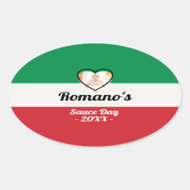 Adesivo Oval Rótulo do Dia da Molho Italiano Personalizado 