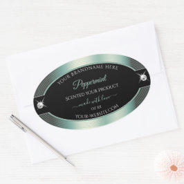 Adesivo Oval Rótulo do Produto Brilhante Brilhante Noble Black