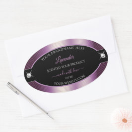 Adesivo Oval Rótulo do produto Brilhantes Roxos Roxos Pretos de