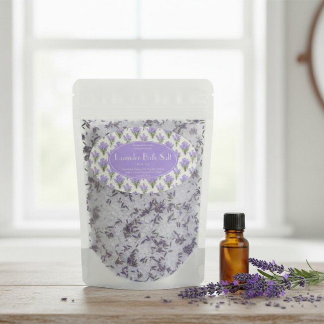 Adesivo Oval Rótulo Oval Sal de Banho Lavanda (Criador carregado)