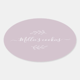 Adesivo Oval Rótulo Puro do Nome do Script para Pequenas Empres