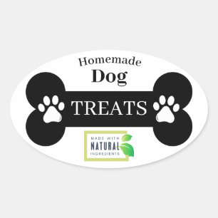 Adesivo Oval Rótulo Simples de Tratamento de Cães Pretos e Br