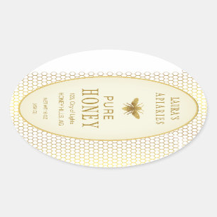 Adesivo Oval Rótulo Vintage Oval Rainha Abelha Apiário