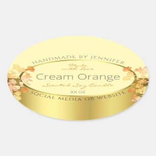 Adesivo Oval Rótulos de embalagem de produto floral Creme lara
