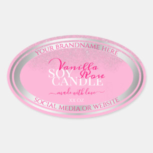 Adesivo Oval Rótulos de empacotamento de produtos rosa e prate