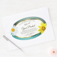Rótulos de Produto Branco Floral Teal e Azul Brilh