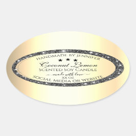 Adesivo Oval Rótulos de produto com efeito Dourado de brilho pr
