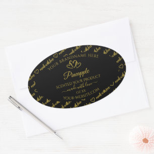 Adesivo Oval Rótulos de Produto em Nuvem Preto e Dourado para P