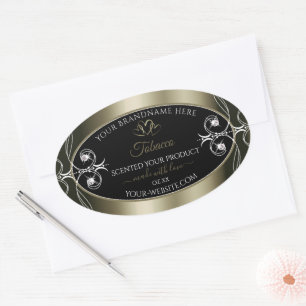 Adesivo Oval Rótulos de produto negro de platina luxuoso