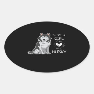 Adesivo Oval Rouco   Apenas Uma Menina Que Ama O Cachorro Rouco