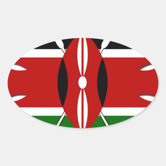 Adesivo Oval Round Kenyan Motif: Um Símbolo Nacional (Frente)
