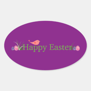 Adesivo Oval Roxo do felz pascoa