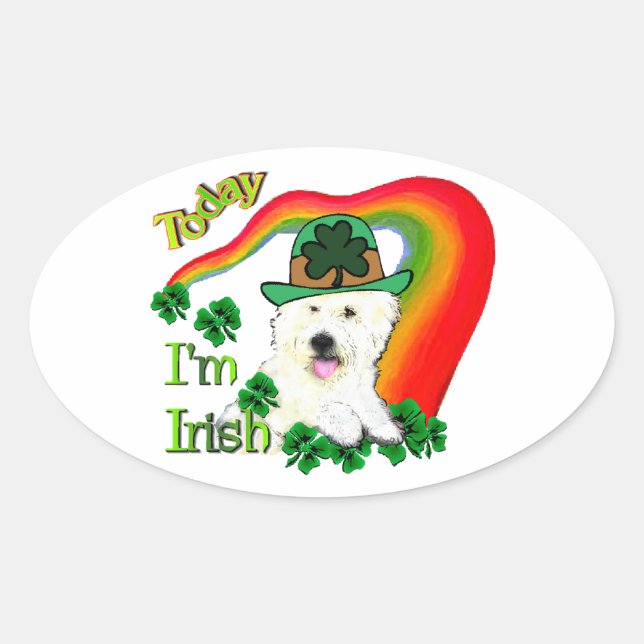 Adesivo Oval Ruas de Terrier White Terrier, West Highland (Frente)