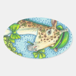 Adesivo Oval RUAS. PATRICK DAY IRISH GIRAFFE STICKERS *Folha