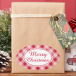 Adesivo Oval Rustic Retro Merry Christmas Gift Stickers<br><div class="desc">Use estas etiquetas de presentes ruins e vermelhos de Natal para presentes de Natal,  doces,  doces,  sacos de presentes,  pacotes,  assar,  biscoitos de Natal,  etc... O design é da arte original.</div>