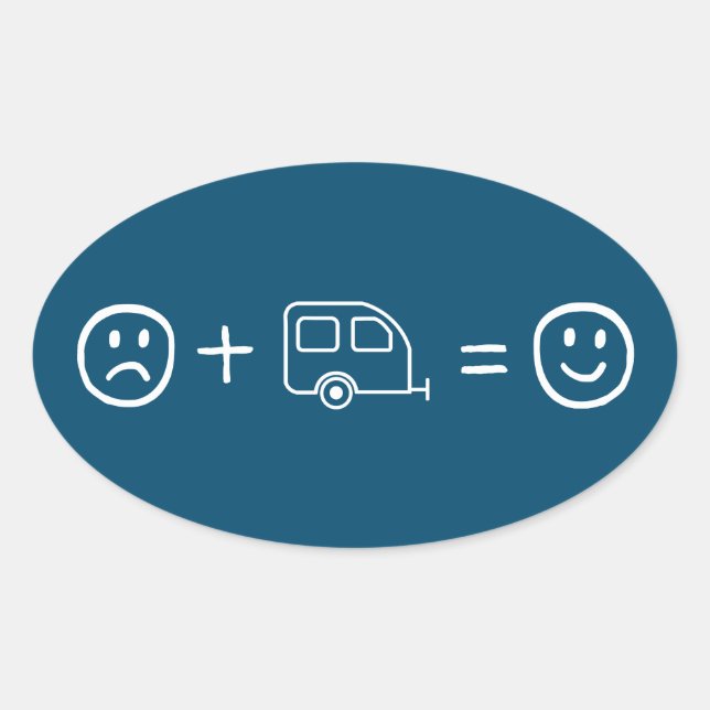 Adesivo Oval RVing faz você feliz (Frente)
