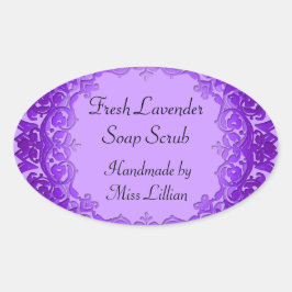 Adesivo Oval Sabão de Arte Floral Vintage ou Rótulos de Canning
