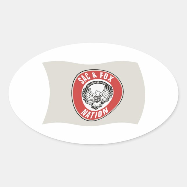 Adesivo Oval Sac & Fox Nation (Oklahoma) Flag Sticker (Frente)