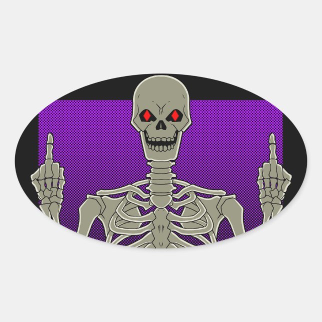 Adesivo Oval Sacudir do Skeleton Poker (Frente)