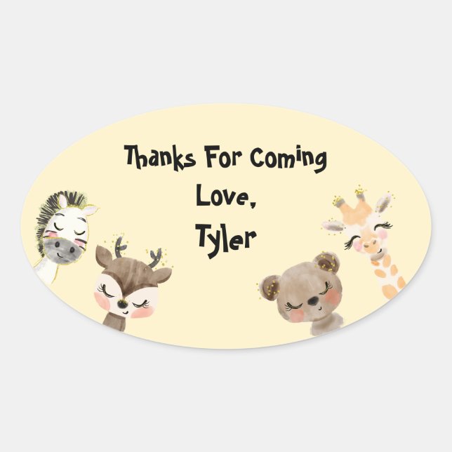 Adesivo Oval Safari Party Obrigado Sticker (Frente)