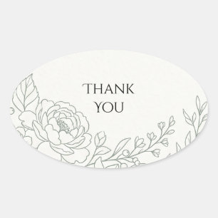 Adesivo Oval Sage Floral Line Art Obrigado
