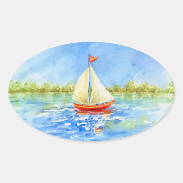 Adesivo Oval Sailboat Reflections Stickers (Frente)