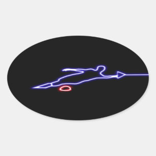 Adesivo Oval Sallom Water Skier Neon Sticker
