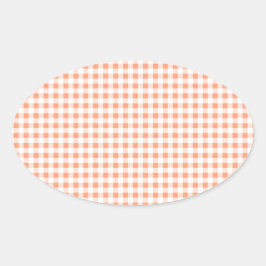 Adesivo Oval Salmon Pink Gingham