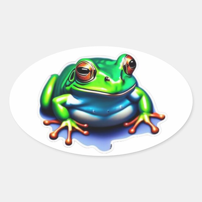 Adesivo Oval Salto Whimsical - Sapo Verde (Frente)
