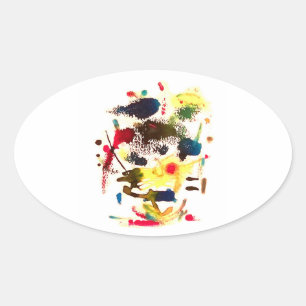 Adesivo Oval Samurai Cat Abstrato acrílico Hankamer Artjunkhaus