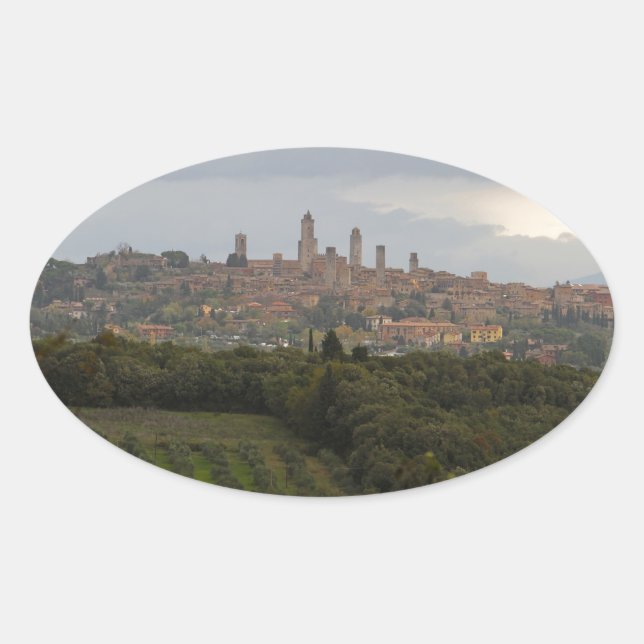 Adesivo Oval San Gimignano, Italia (Frente)