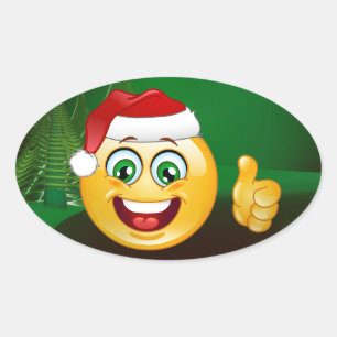 Adesivo Oval santa claus emojis