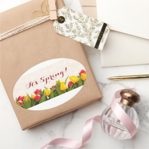 Adesivo Oval São Tulipas Pintadas por Primavera