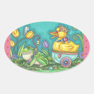 Adesivo Oval SAPO E DUCK EASTER OVINOS Folha