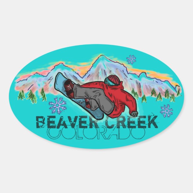 Adesivo Oval Saquinistas da montanha Beaver Creek Colorado (Frente)