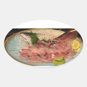 Adesivo Oval Sashimi 刺 身... Comida japonesa