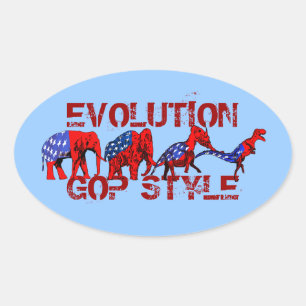 Adesivo Oval Sátira da evolução do anti republicano Anti-GOP
