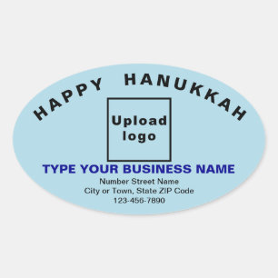 Adesivo Oval Saudação a Hanukkah de Negócios a Azul Claro