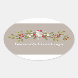 Adesivo Oval Saudações de Natal de Holiday Garland